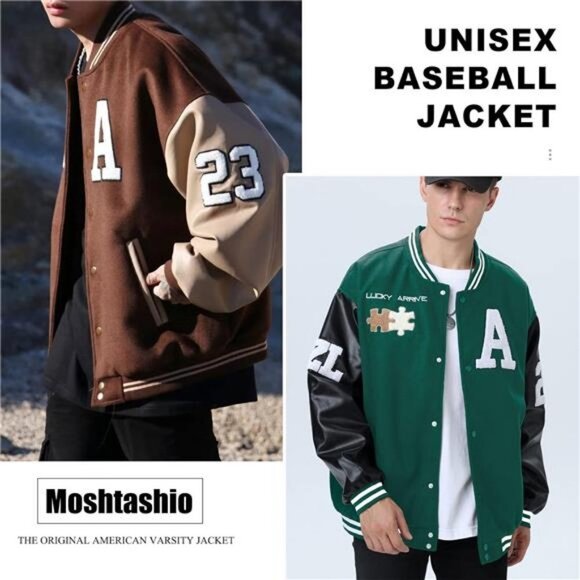 Mens Varsity College Jacket Baseball Bomber Jacket Vintage Sweatshirt  Coats NEW - Picture 7 of 7